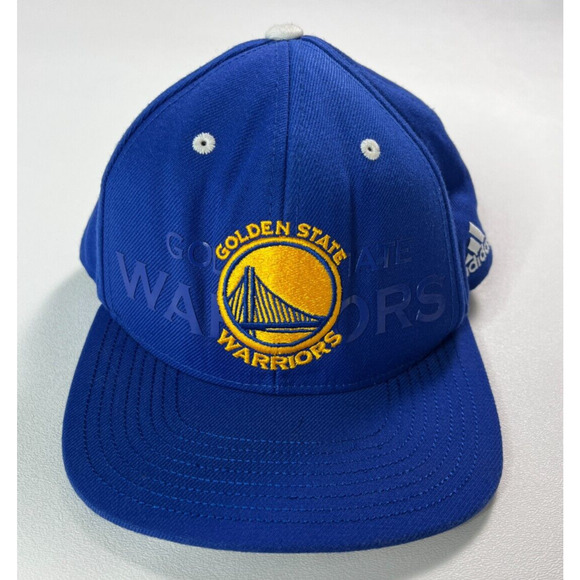 Golden State Warriors Adidas Snapback Hat NBA Draft Cap Adjustable Yellow Blue - Picture 1 of 7